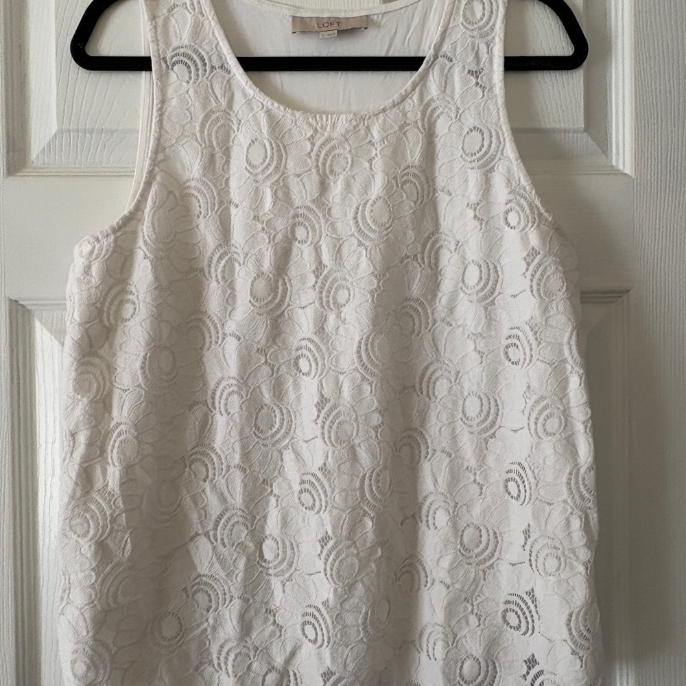 LOFT White Lace Sleeveless Top
